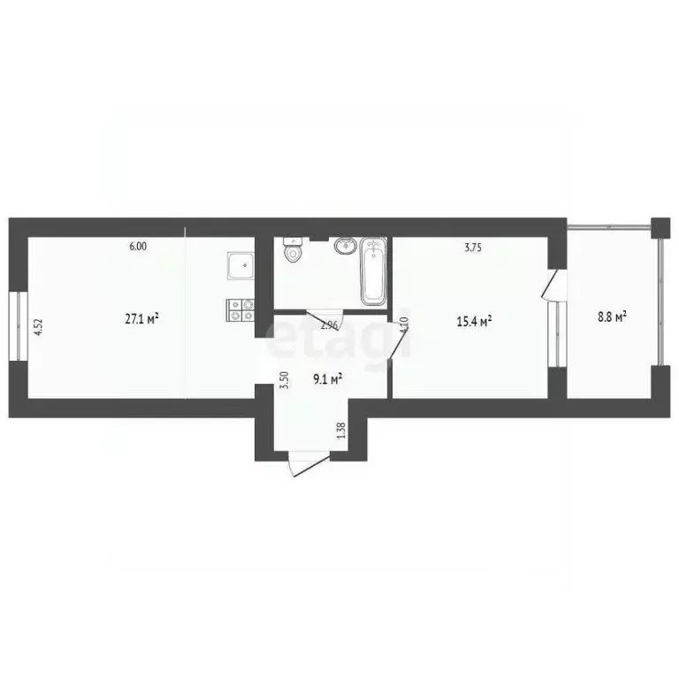 1-к кв. Тюменская область, Тюмень ул. Циолковского, 9к1 (42.7 м) - Фото 1