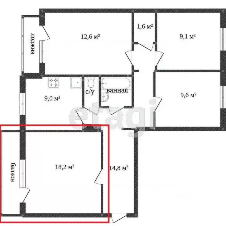 Комната Хабаровский край, Комсомольск-на-Амуре Зейская ул., 16 (18.3 ... - Фото 2