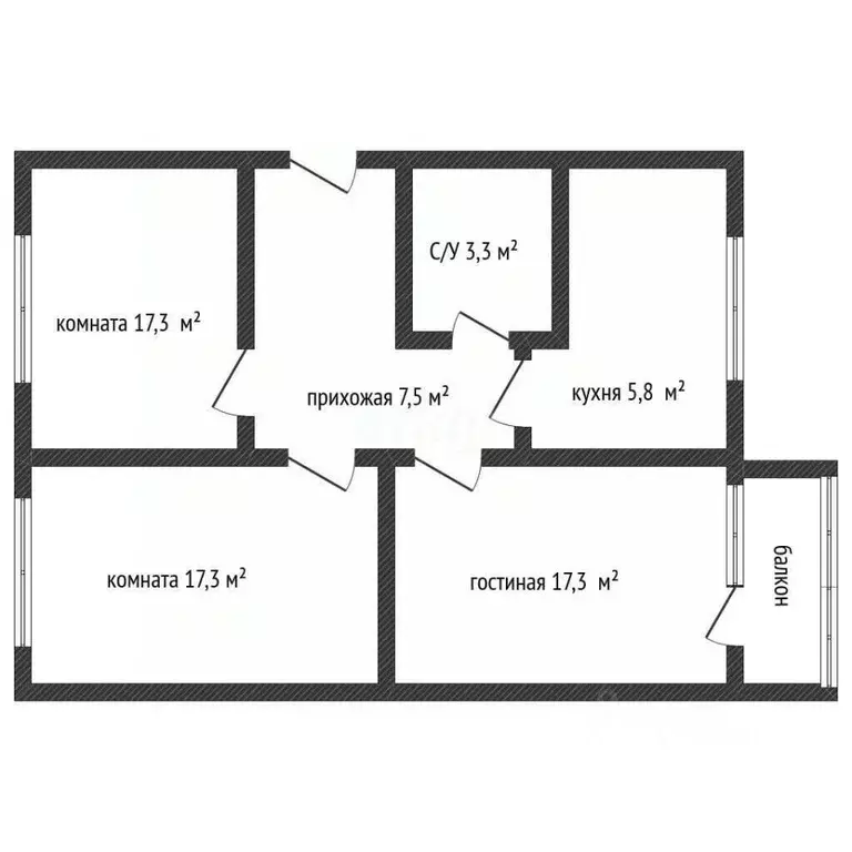 3-к кв. Краснодарский край, Краснодар Симферопольская ул., 34 (61.6 м) - Фото 0