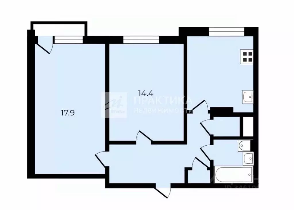 2-к кв. Москва ул. Мичуринский проспект Олимпийская деревня, 22 (54.6 ... - Фото 2