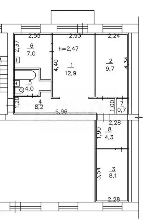 3-к. квартира, 56 м, 4/5 эт. - Фото 0