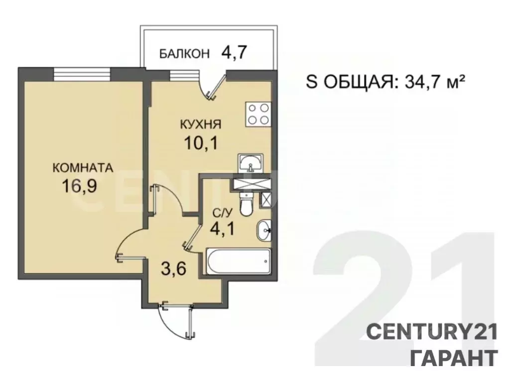 1-к кв. Санкт-Петербург просп. Ветеранов, 171к2 (34.7 м) - Фото 2