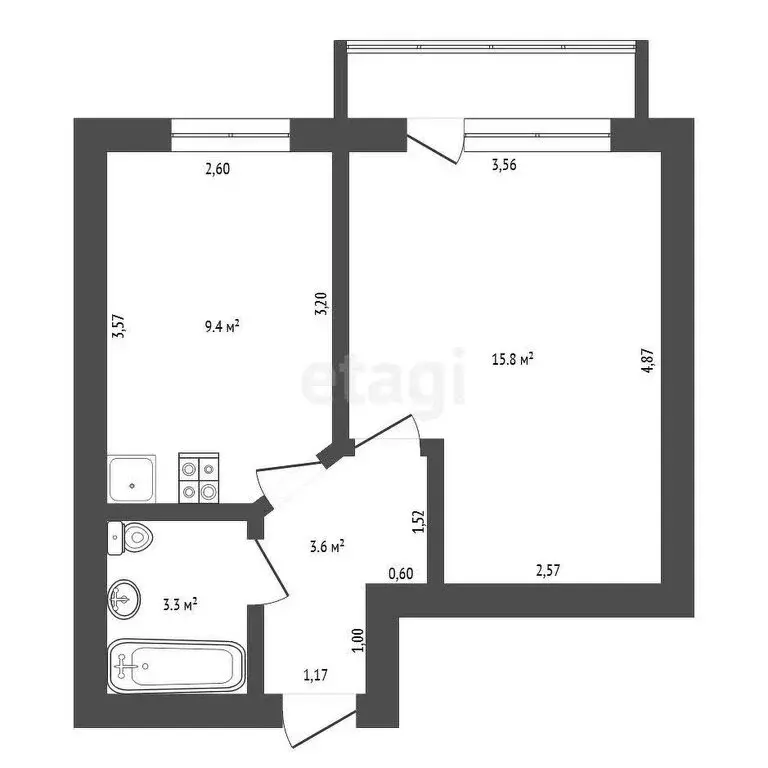 1-комнатная квартира: Тамбовка, Комсомольская улица, 14 (31 м) - Фото 0