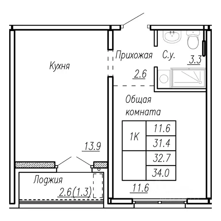 1-к кв. Алтайский край, Барнаул ул. Антона Петрова, 210Б (32.7 м) - Фото 1