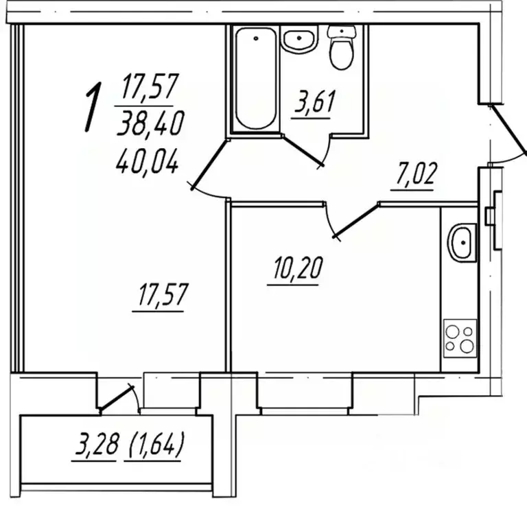 1-к кв. Вологодская область, Череповец Комсомольская ул., 15 (40.04 м) - Фото 1