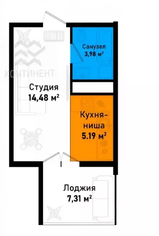 Студия Крым, Черноморское пгт ул. Евпаторийская, уч1 (30.9 м) - Фото 1