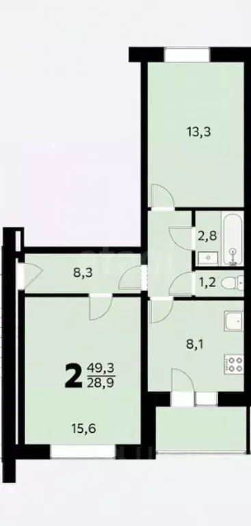 2-к кв. Ярославская область, Ярославль ул. Панина, 12 (57.4 м) - Фото 2