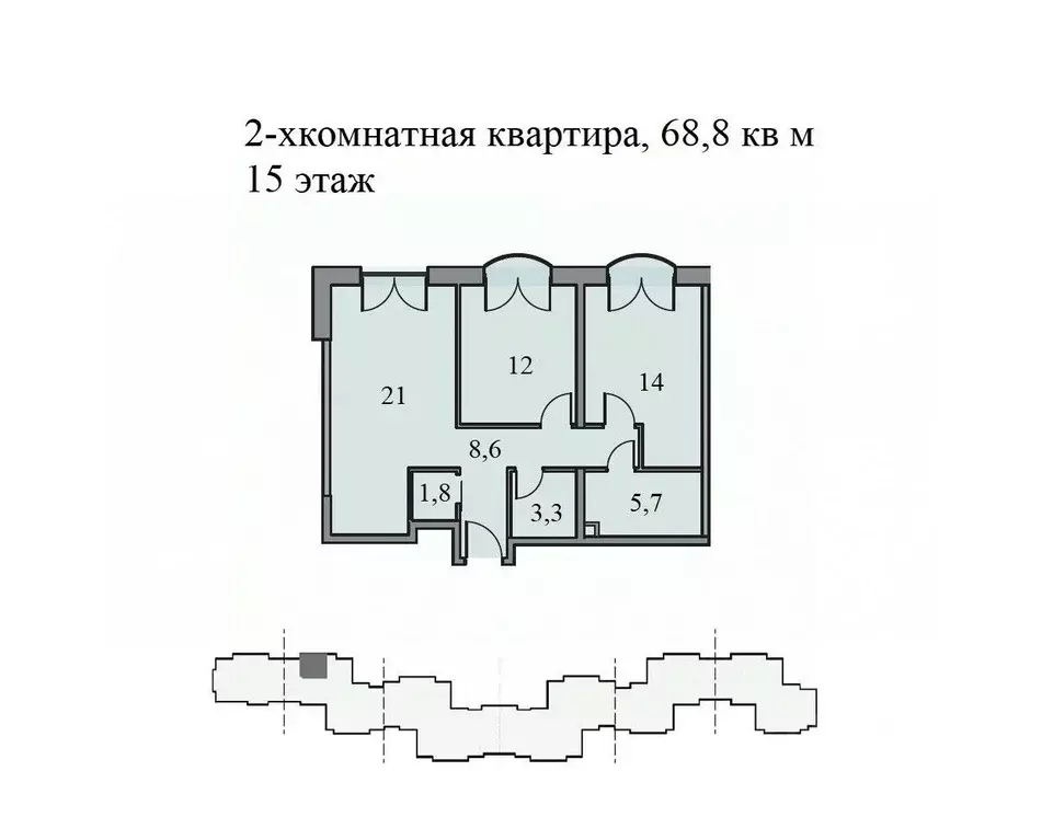 2-к кв. Москва ул. Академика Королева, 21 (68.8 м) - Фото 1