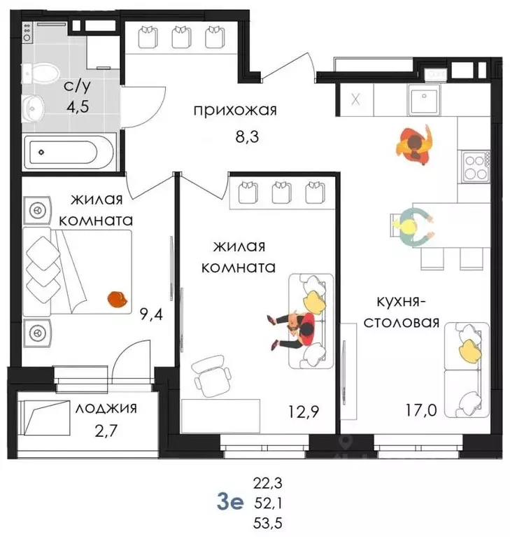 3-к кв. Пермский край, Пермь ул. Лифанова, 38 (53.5 м) - Фото 1