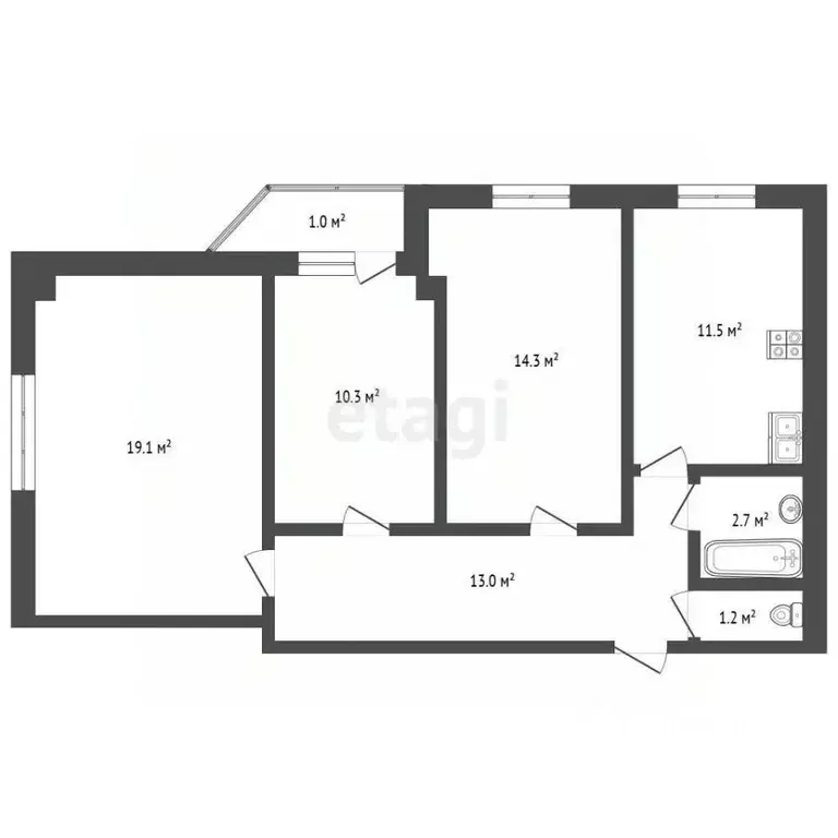 3-к кв. Ямало-Ненецкий АО, Новый Уренгой Сибирская ул., 85 (71.7 м) - Фото 2