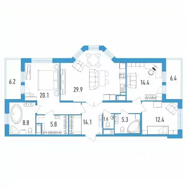 3-к кв. Санкт-Петербург бул. Головнина, 3к1 (118.7 м) - Фото 0