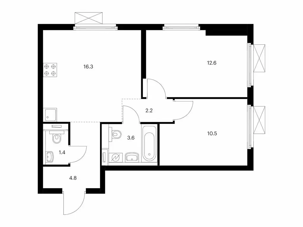 2-комнатная квартира: Москва, ЖК Амурский Парк, 1.2 (51.4 м) - Фото 0