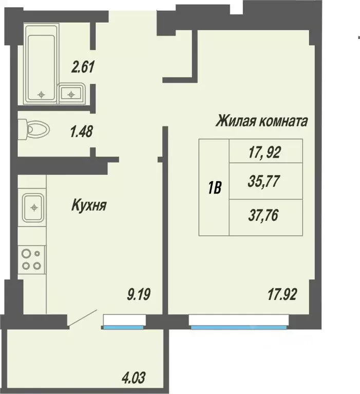 1-к кв. Чувашия, Чебоксары просп. Геннадия Айги, 17 (37.8 м) - Фото 1