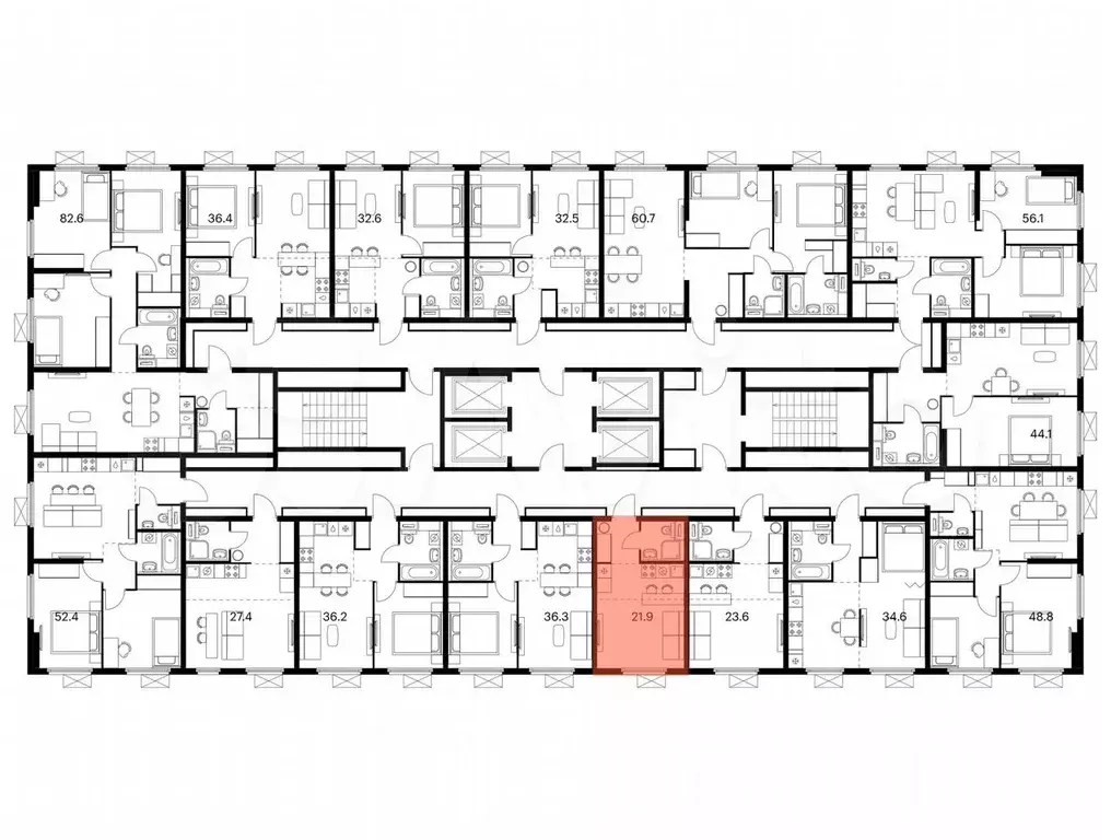 Квартира-студия, 21,9 м, 13/25 эт. - Фото 1