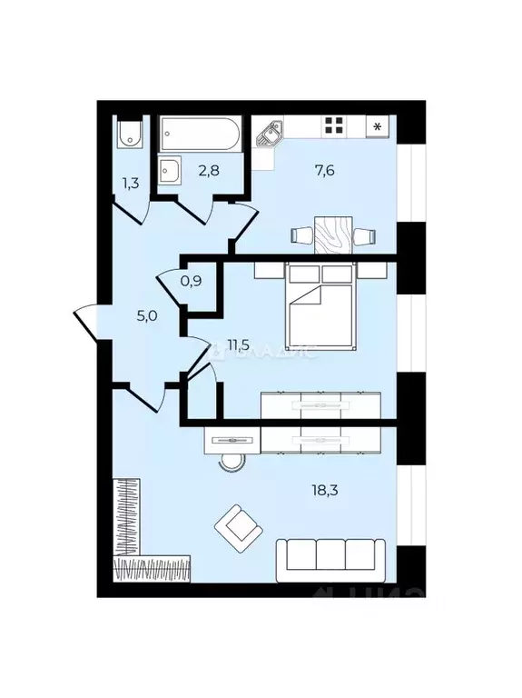 2-к кв. Санкт-Петербург просп. Непокоренных, 74 (47.5 м) - Фото 2