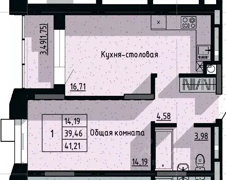 1-к кв. Саха (Якутия), Якутск пос. Геологов,  (41.21 м) - Фото 1