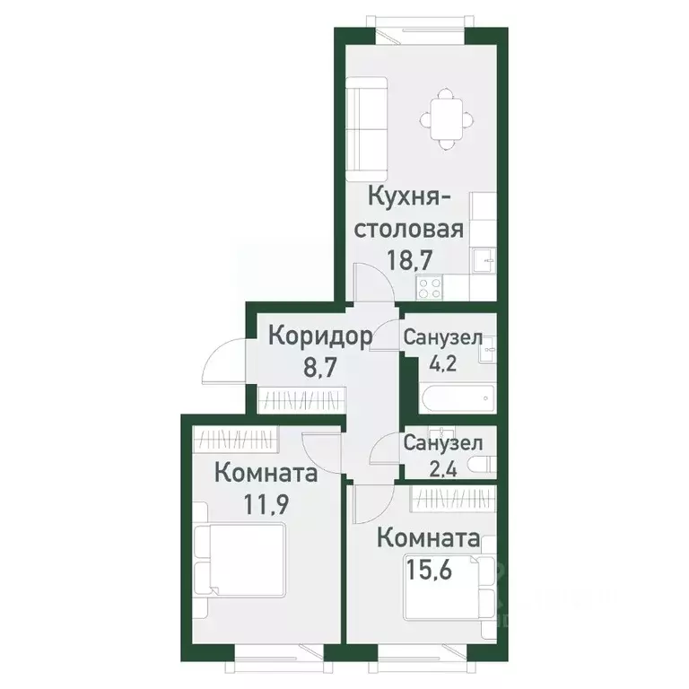 2-к кв. Челябинская область, Челябинский городской округ, пос. ... - Фото 0