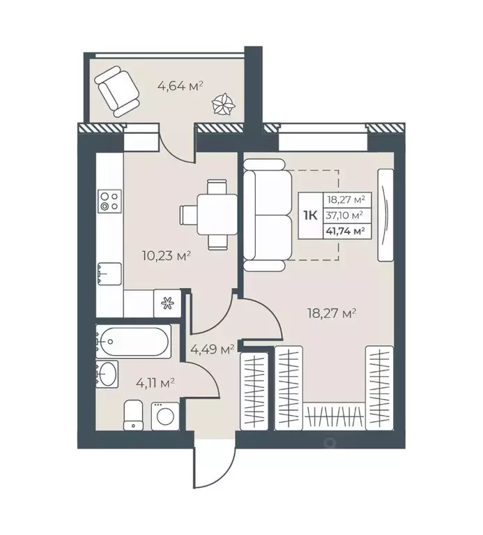 1-к кв. Нижегородская область, Выкса инженера Шухова кв-л,  (41.74 м) - Фото 1