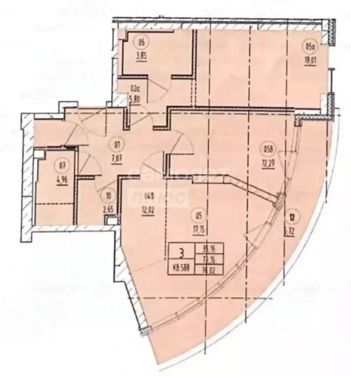 3-к кв. Москва Ленинградское ш., 69к3 (72.8 м) - Фото 2