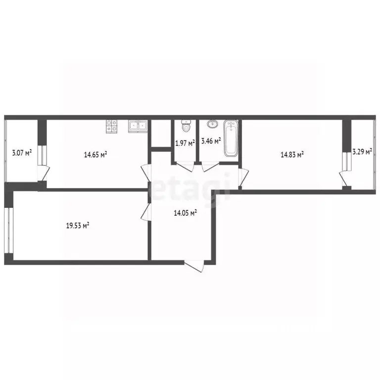 2-к кв. Самарская область, Самара просп. Кирова, 322Ак6 (66.2 м) - Фото 2