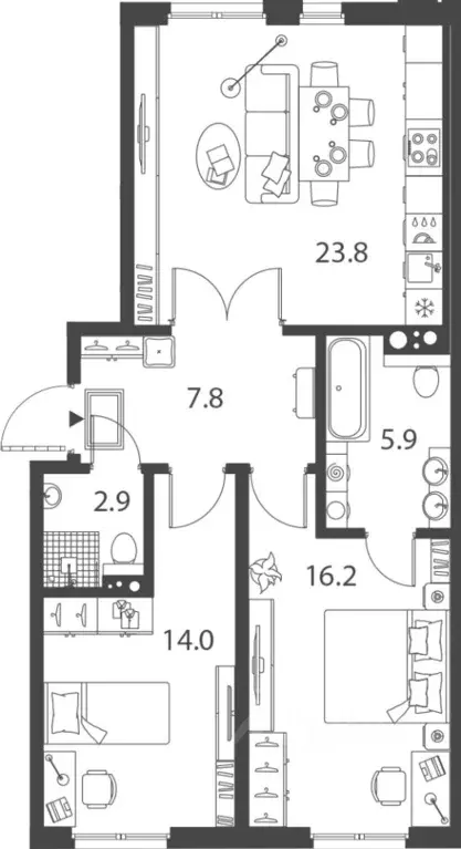 2-к кв. Санкт-Петербург Лисичанская ул., 15 (70.6 м) - Фото 0