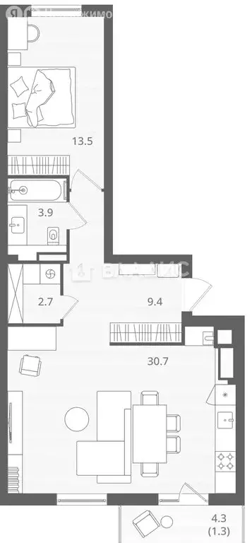 1-комнатная квартира: Калининград, Стекольная улица, 39 (64.5 м) - Фото 0