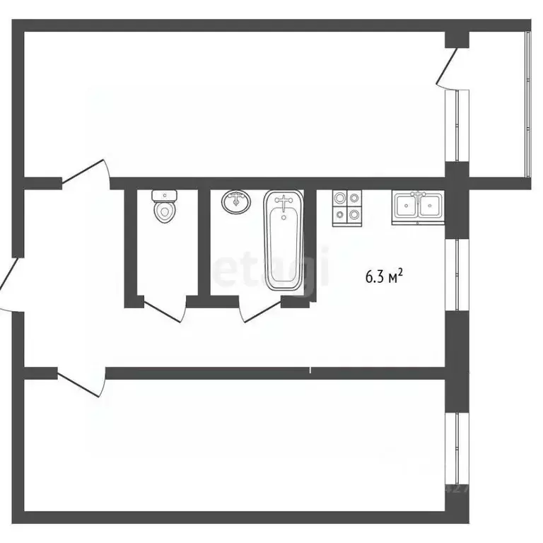 2-к кв. Архангельская область, Новодвинск Первомайская ул., 7 (45.5 м) - Фото 1