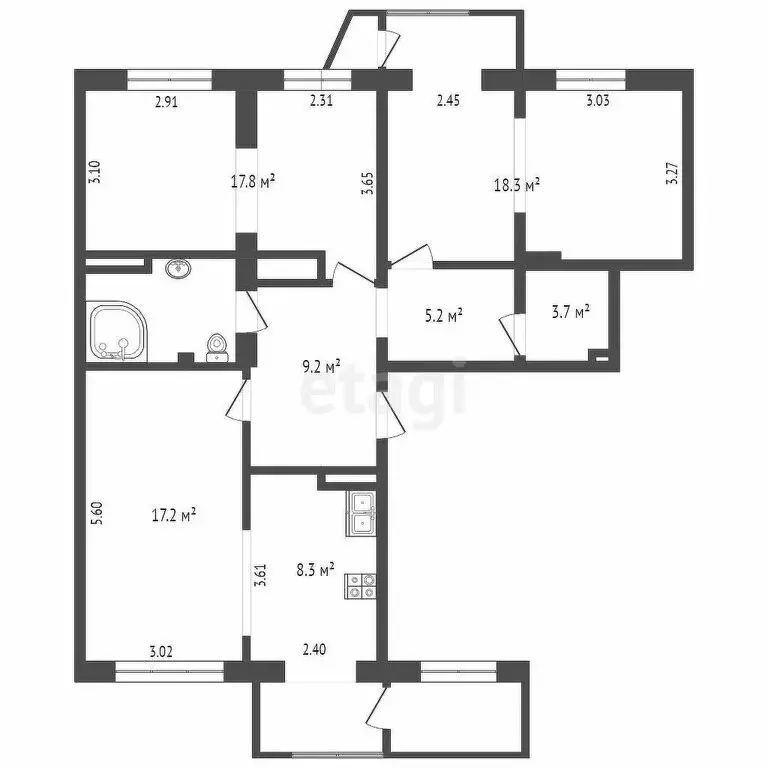 3-комнатная квартира: Петропавловск-Камчатский, улица Ларина, 16/1 ... - Фото 2