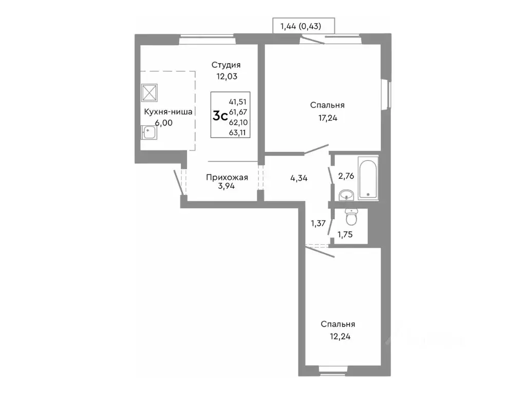 3-к кв. Челябинская область, Челябинск Никс Лайн на Ярославской жилой ... - Фото 1