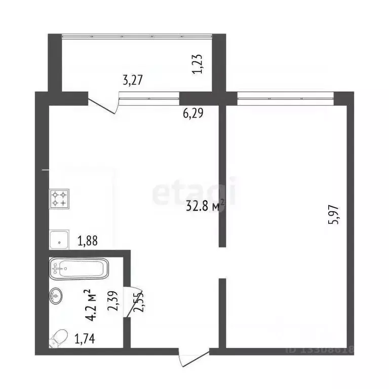 1-к кв. Омская область, Омск Транссибирская ул., 6к2 (38.0 м) - Фото 1