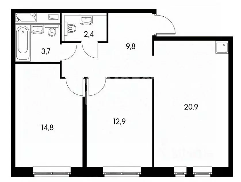3-к кв. Москва ул. Саларьевская, 10к1 (62.7 м) - Фото 2