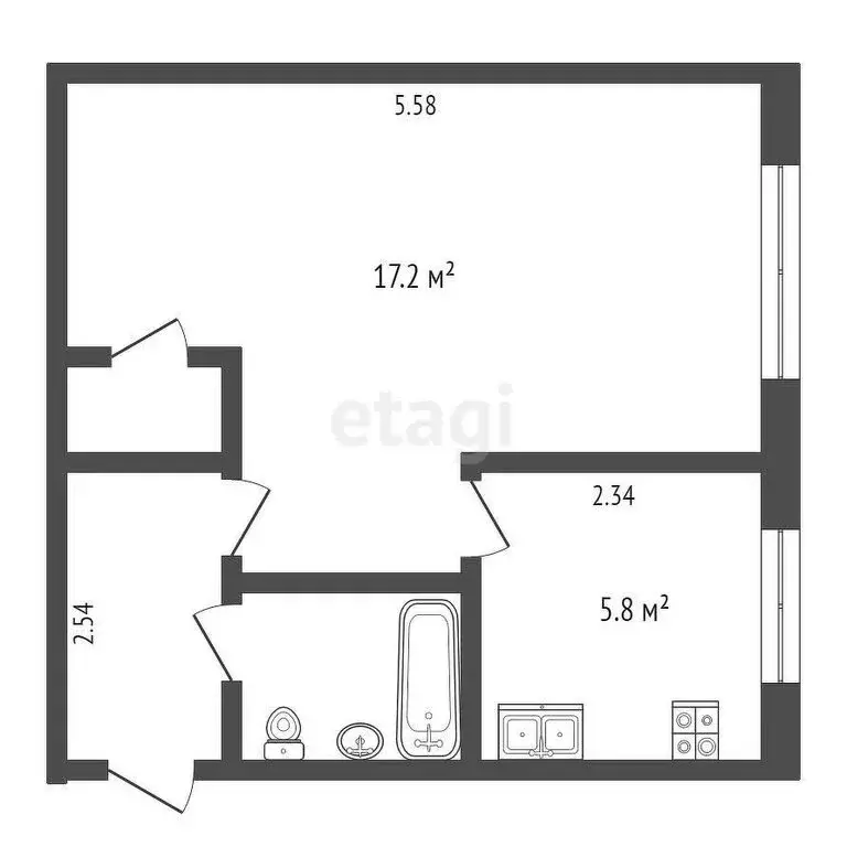 1-комнатная квартира: Калуга, улица Ленина, 66/3 (29.8 м) - Фото 1