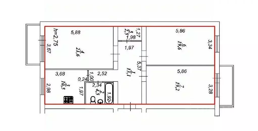 3-к кв. Хабаровский край, Хабаровск ул. Александровская, 43 (91.5 м) - Фото 2
