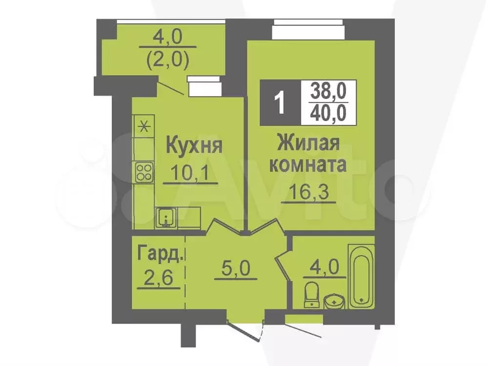 1-к. квартира, 40 м, 5/14 эт. - Фото 0