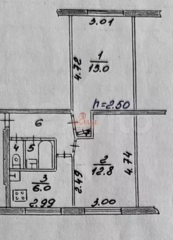 2-к. квартира, 41,9 м, 1/5 эт. - Фото 0