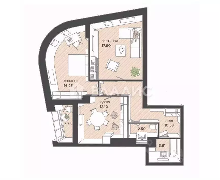 2-к кв. Калининградская область, Калининград ул. Гайдара, 90 (64.4 м) - Фото 1