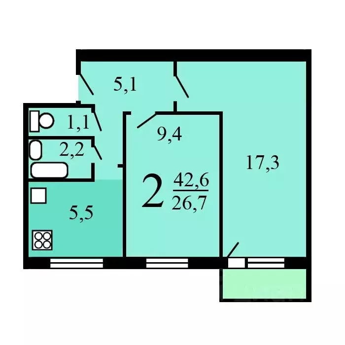 2-к кв. Москва Сельскохозяйственная ул., 2 (42.0 м) - Фото 0