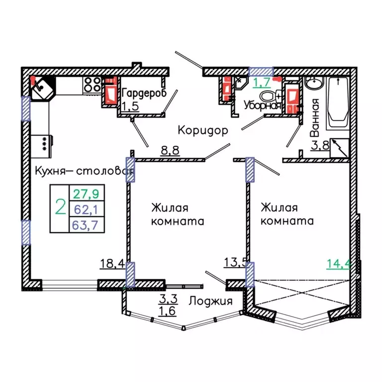2-к кв. Белгородская область, Старый Оскол Садовые Кварталы мкр, 4 ... - Фото 1