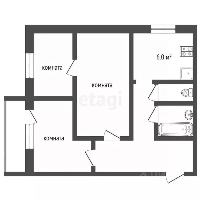 3-к кв. Москва ул. Главная, 19А (50.9 м) - Фото 2