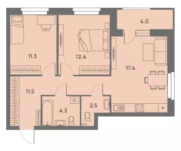 3-к кв. Пермский край, Пермь Трамвайная ул., 27 (61.8 м) - Фото 1