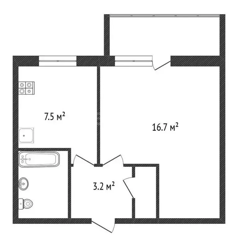 1-комнатная квартира: Ермолино, улица ОПХ Ермолино, 3 (31.4 м) - Фото 0