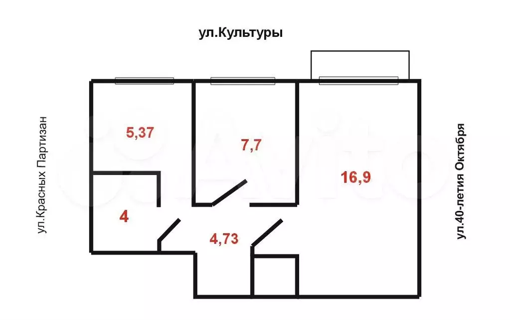 2-к. квартира, 38,7 м, 4/5 эт. - Фото 0