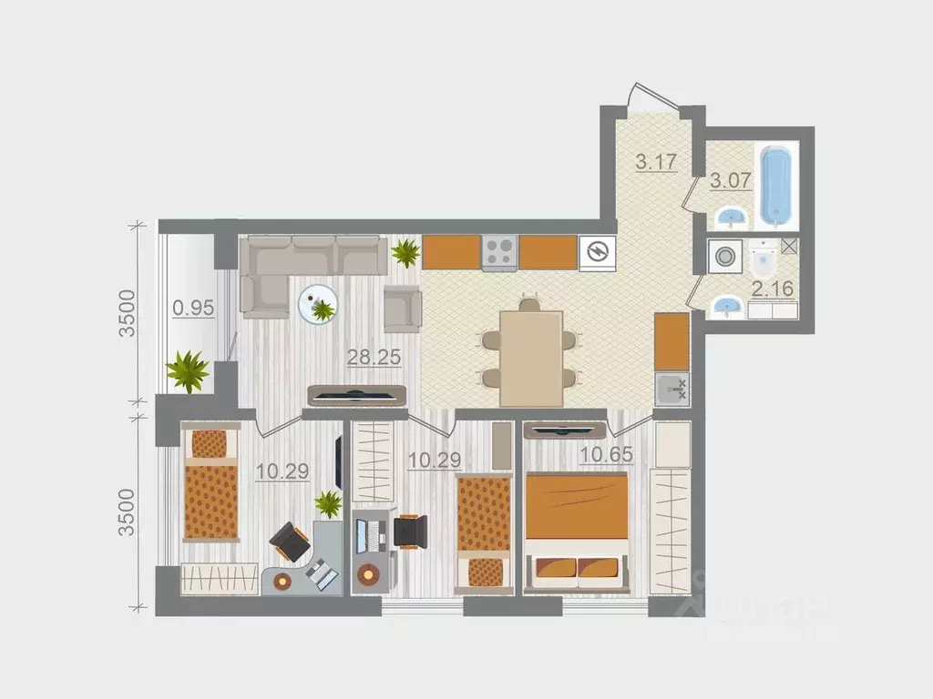 3-к кв. Ленинградская область, Ломоносовский район, Горбунковское ... - Фото 1