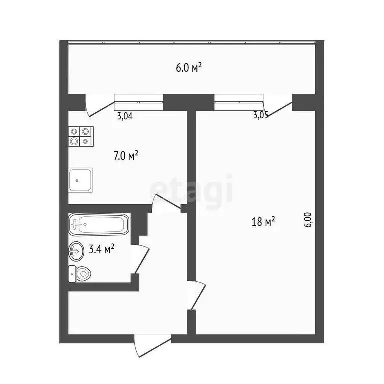 1-комнатная квартира: Петрозаводск, улица Попова, 6 (38 м) - Фото 0