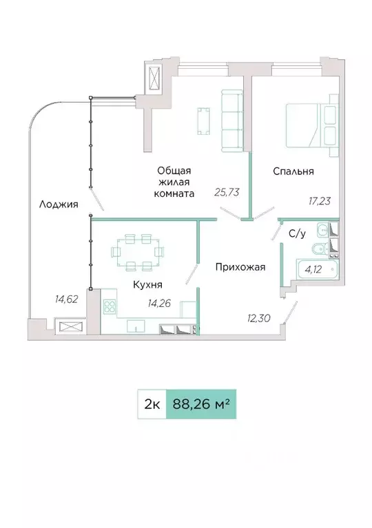 2-к кв. Самарская область, Тольятти Спортивная ул., 21 (88.26 м) - Фото 0