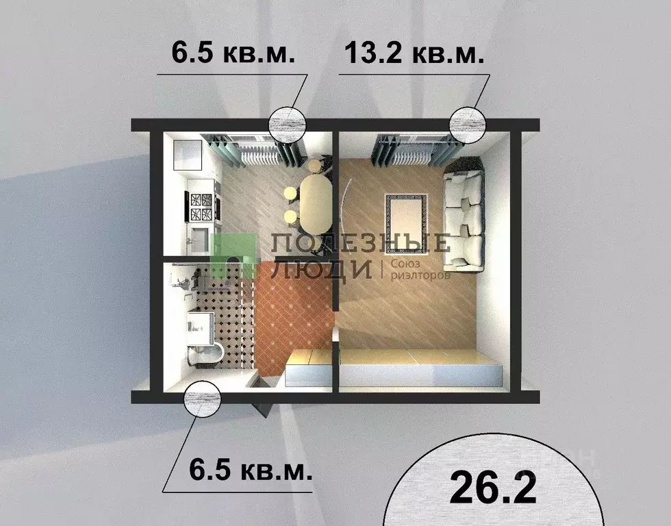 Комната Башкортостан, Уфа Борисоглебская ул., 12 (26.2 м) - Фото 1