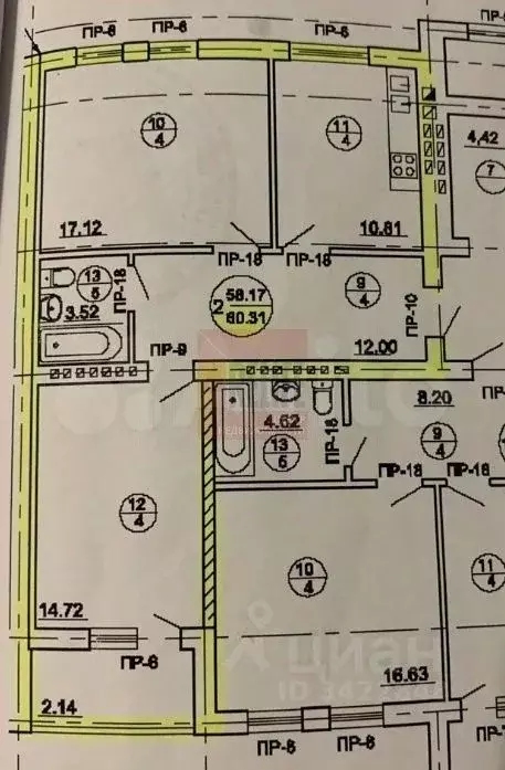 2-к кв. Калининградская область, Калининград Ганзейский пер., 72 (60.3 ... - Фото 2