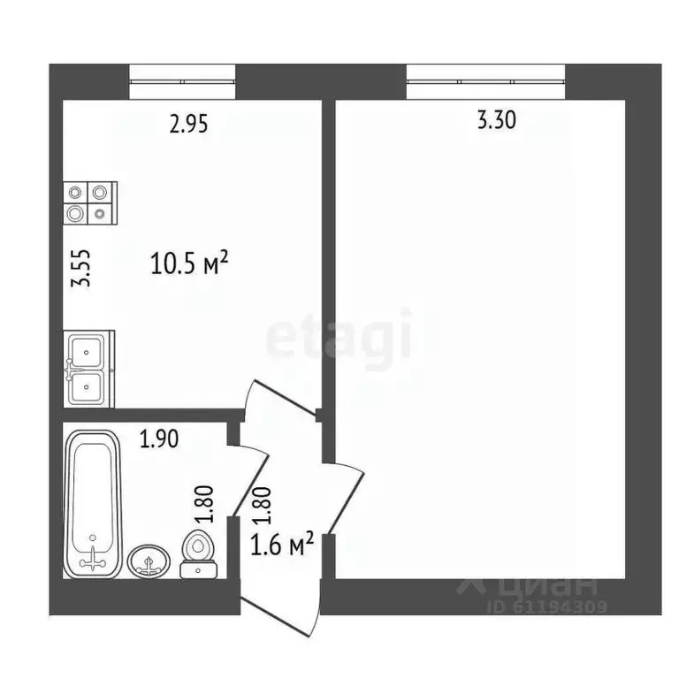 1-к кв. Мордовия, Рузаевка ул. Карла Маркса, 68 (34.0 м) - Фото 0