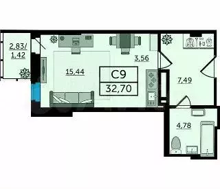 Квартира-студия, 33,1 м, 10/26 эт. - Фото 0