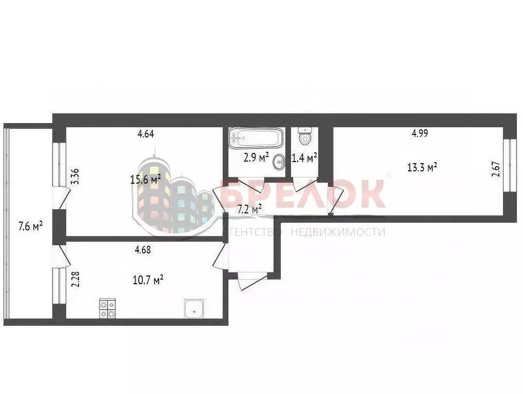 2-к кв. Ростовская область, Ростов-на-Дону Таганрогская ул., 126/2 ... - Фото 1